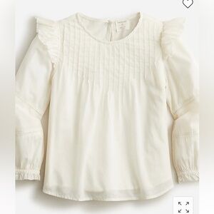 J. Crew Crewcuts Girls' long sleeve ruffle top with embroidery BL098 Ivory M